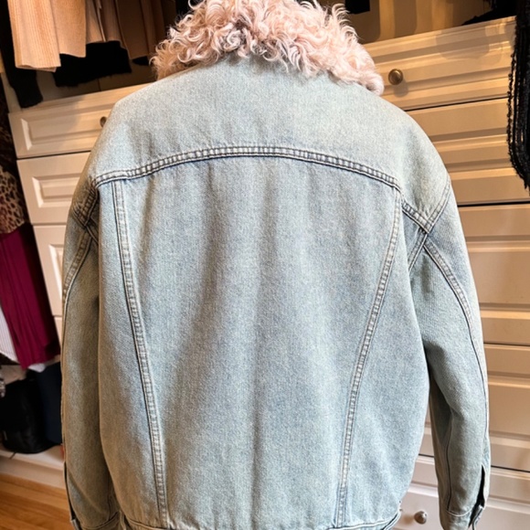 Alexander Wang Shearling Jean Coat Pink Size XS - Picture 5 of 12